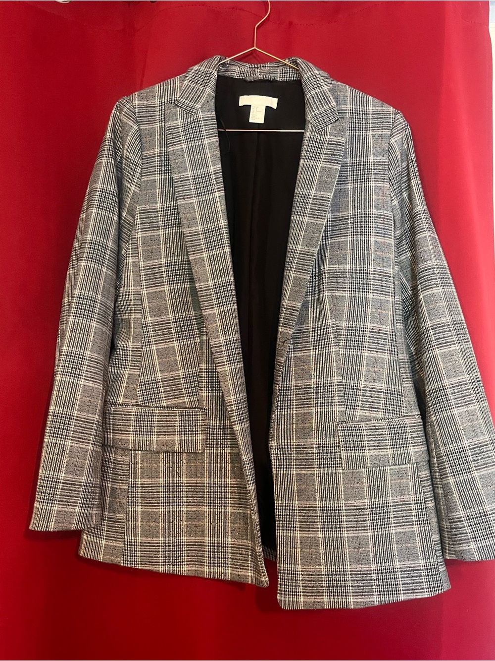 H&M Black and White Plaid Blazer